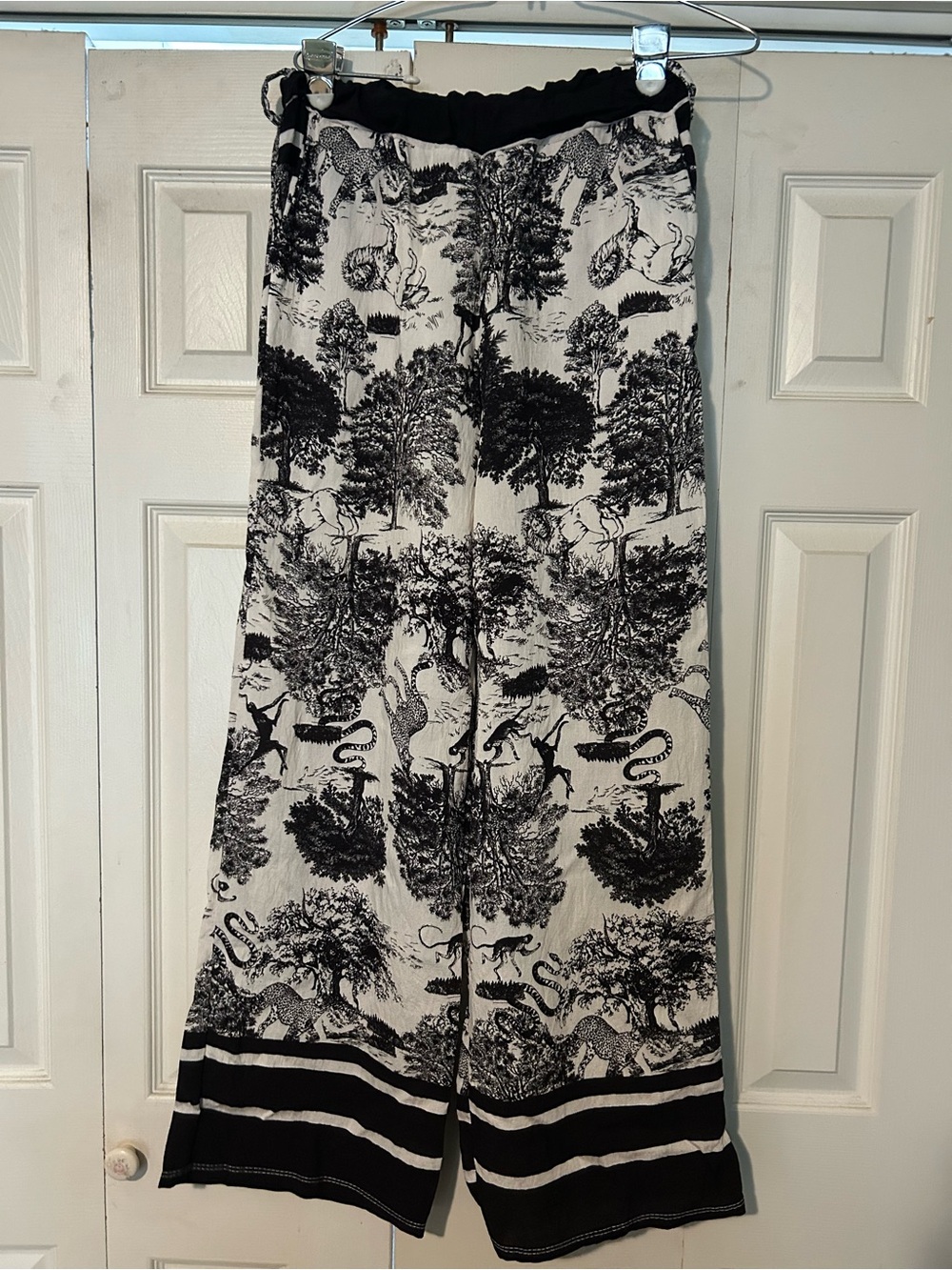 Black & White Wide-Leg Printed Palazzo Pants